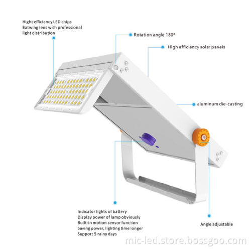 High Quality Solar Reflector Light Billboard Flood Light - Waterproof 30W 40W 50W 60W Outdoor Solar Flood Light